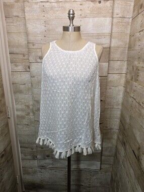 Old Navy White Tassel Tank